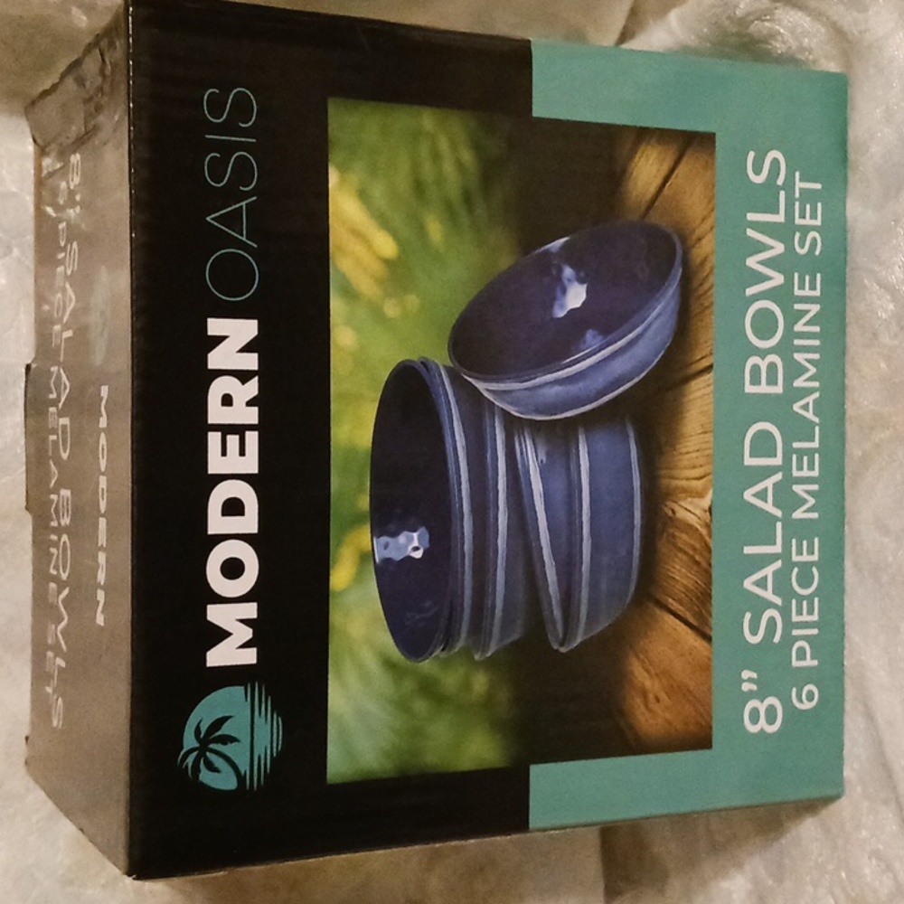 Modern Oasis 8" Salad Bowls 6 PC Melamine Set.